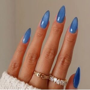 🔥3/$21 Blue cateye almond shaped Press on nails